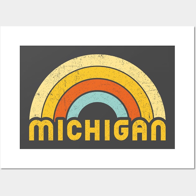 Retro Colorful Michigan Design Wall Art by dk08